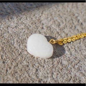 White Moonstone Necklace, Gold